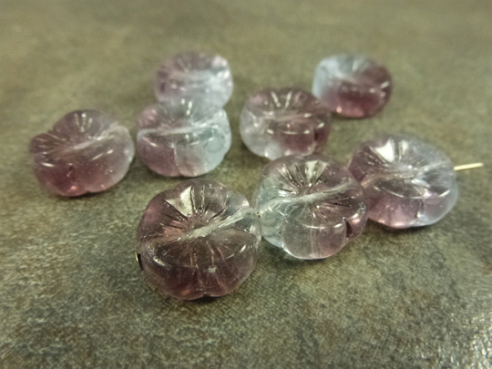 10Pc Ice Berry Blend 14mm Flower Beads, Czech Pressed Glass