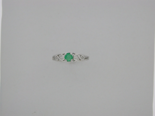 Baby Ring With Genuine Emerald 10Kt White Gold