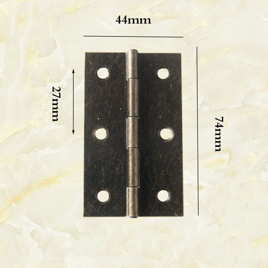 1Pc 44x74mm Antique Brass Cabinet Hinges Box Gemel Door & Furniture Fittings Metal Finish Supplies Hy091