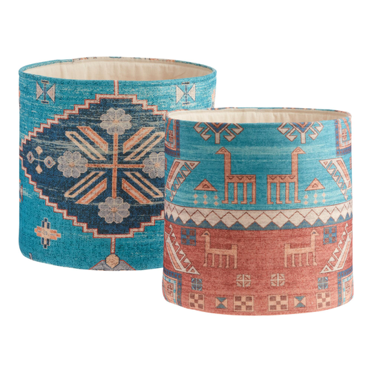 Blue and Orange Recycled Fabric Maeve Basket - Small by World Market