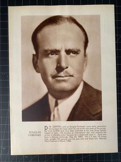 Vintage Circa 1930 Douglas Fairbanks Photoplay Portrait
