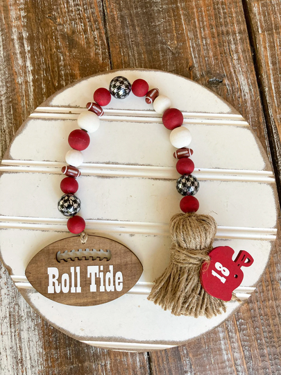 Football Bead Garland, Roll Tide, Tiered Tray Decor, Tailgate Party, Beaded Alabama Dorm Decor