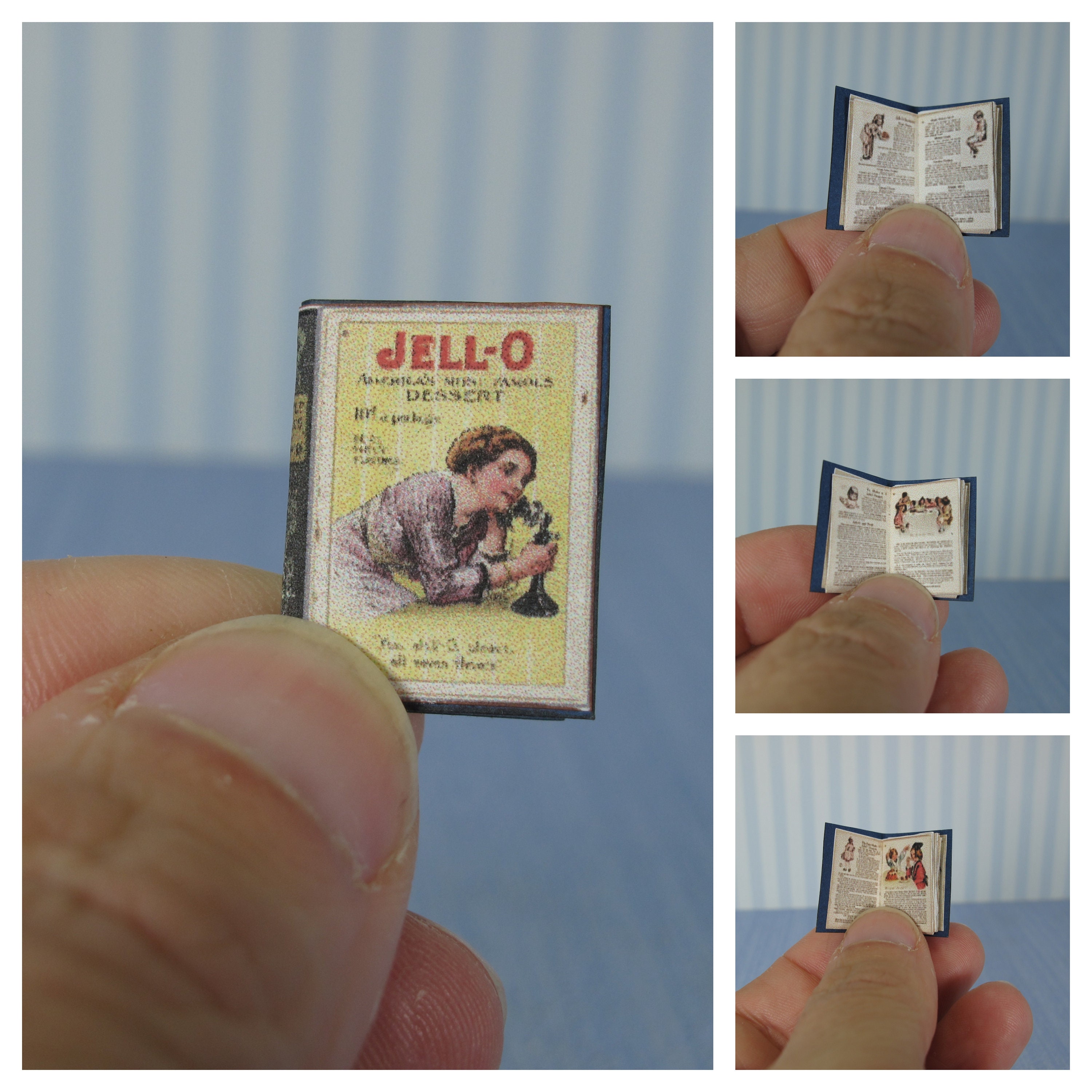 Gal Miniature Vintage Jello Baking Openable & Readable Cook Book 112 Dollhouse Book Handmade Recipes Book. Blythe Cookbook 1, 6