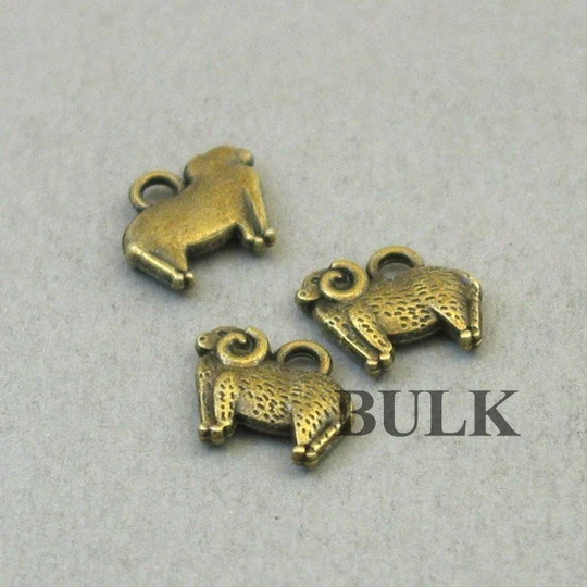 Bulk 50 Sheep Charms, Wholesale Small Ram Pendant Beads, Antique Bronze 11x13mm cm1489B