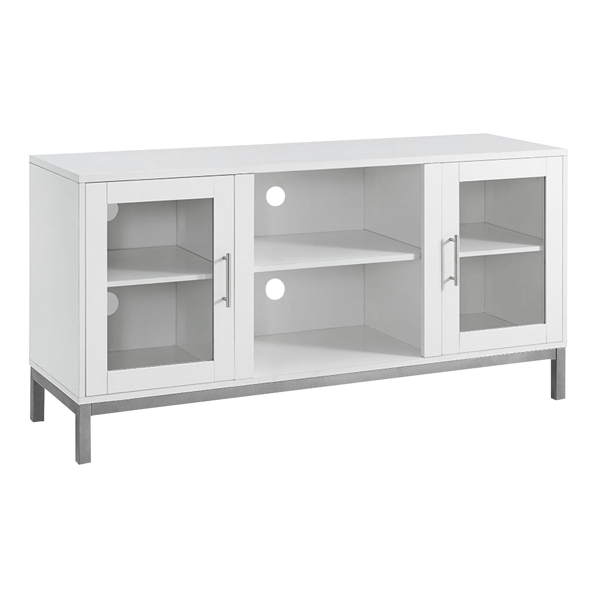 Cyril Media Stand With Glass Doors: Black - Wood by World Market