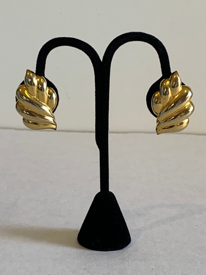 Vintage Gold Tone Earrings, Gold Clip On Vintage Fashion Earrings, Faux 80S Earrings