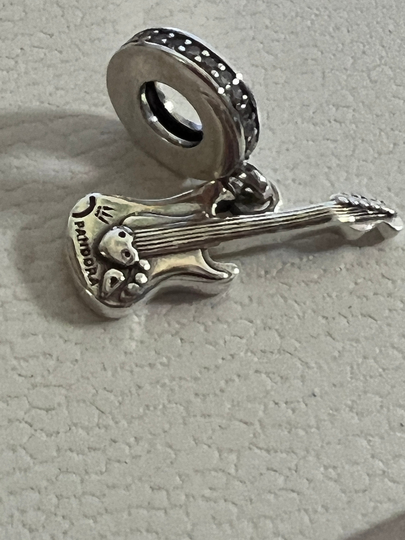 Pandora Charms, Guitar Music Dangle, Sterling Silver Charms