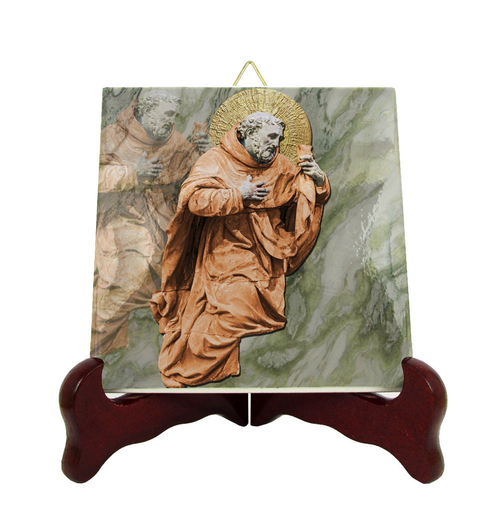 Saint Simon Stock - Icon On Ceramic Tile Catholic Saints Serie St Art Christian Carmelites