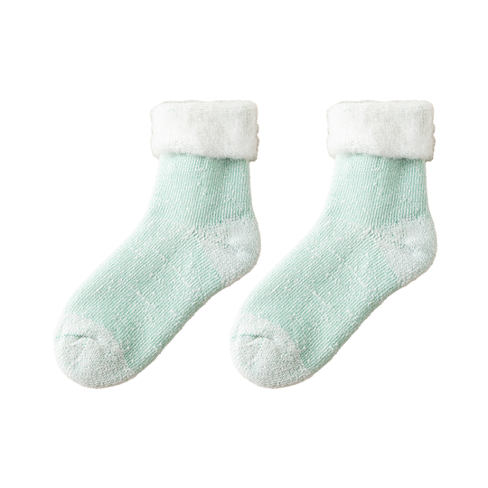 1 Pair More Thicken Warm Keeping Women Socks Wool Blend Practical Good Woven Winter Socks for Daily Wear - light green