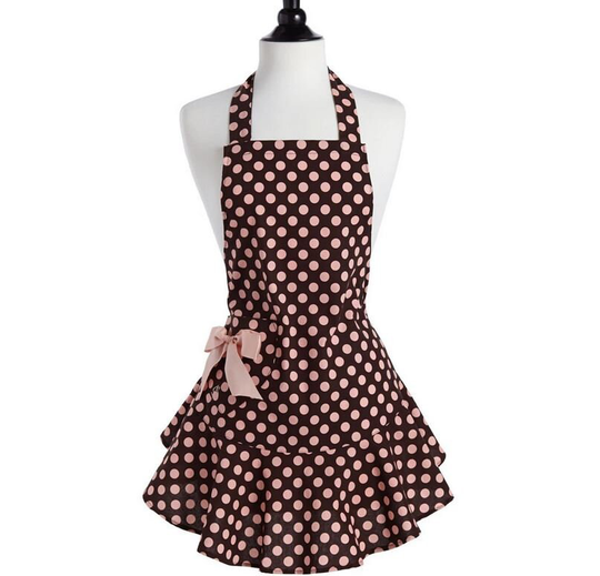 Monogrammed Apron, Jessie Steele Pink & Brown Personalized Preppy Girly Polka Dot Adult Gift Idea