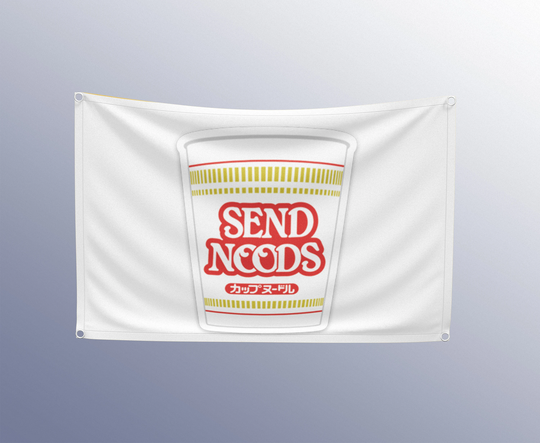 Send Noods Cup Ramen Noodles Funny College Dorm Decor Flag Gift Party Decorations