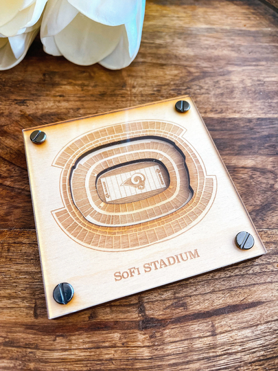 Los Angeles Rams Layered Coaster | Set Of 2, 3D Wood Coaster, Sports Gift, Football Man Cave, Gift For Him, Fan