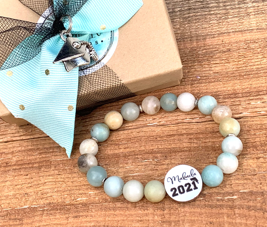 Class Of 2023, Graduation Gift, Senior Graduate Bracelet, She Believed She Could So Did, Grad, Senior Night, Amazonite Bead