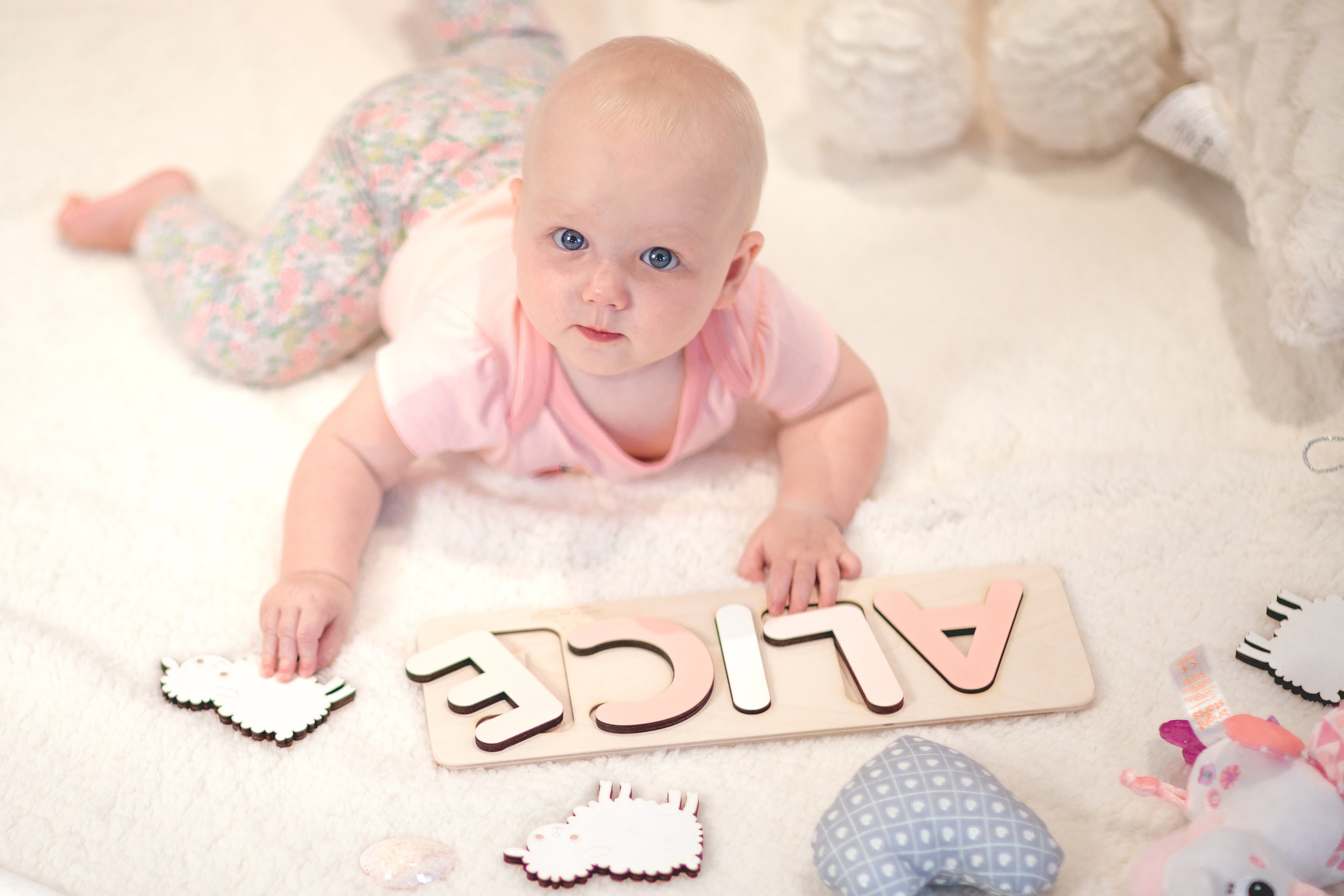 Wooden Name Puzzle Personalize Baby Gift Christmas For Toddler 1st First Birthday Big 3.1 Letters