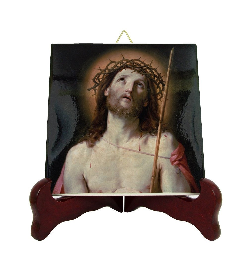 Religious Icon On Tile - Ecce Homo Catholic Art Devotional Easter Holy Art Lent Jesus Christ Icons