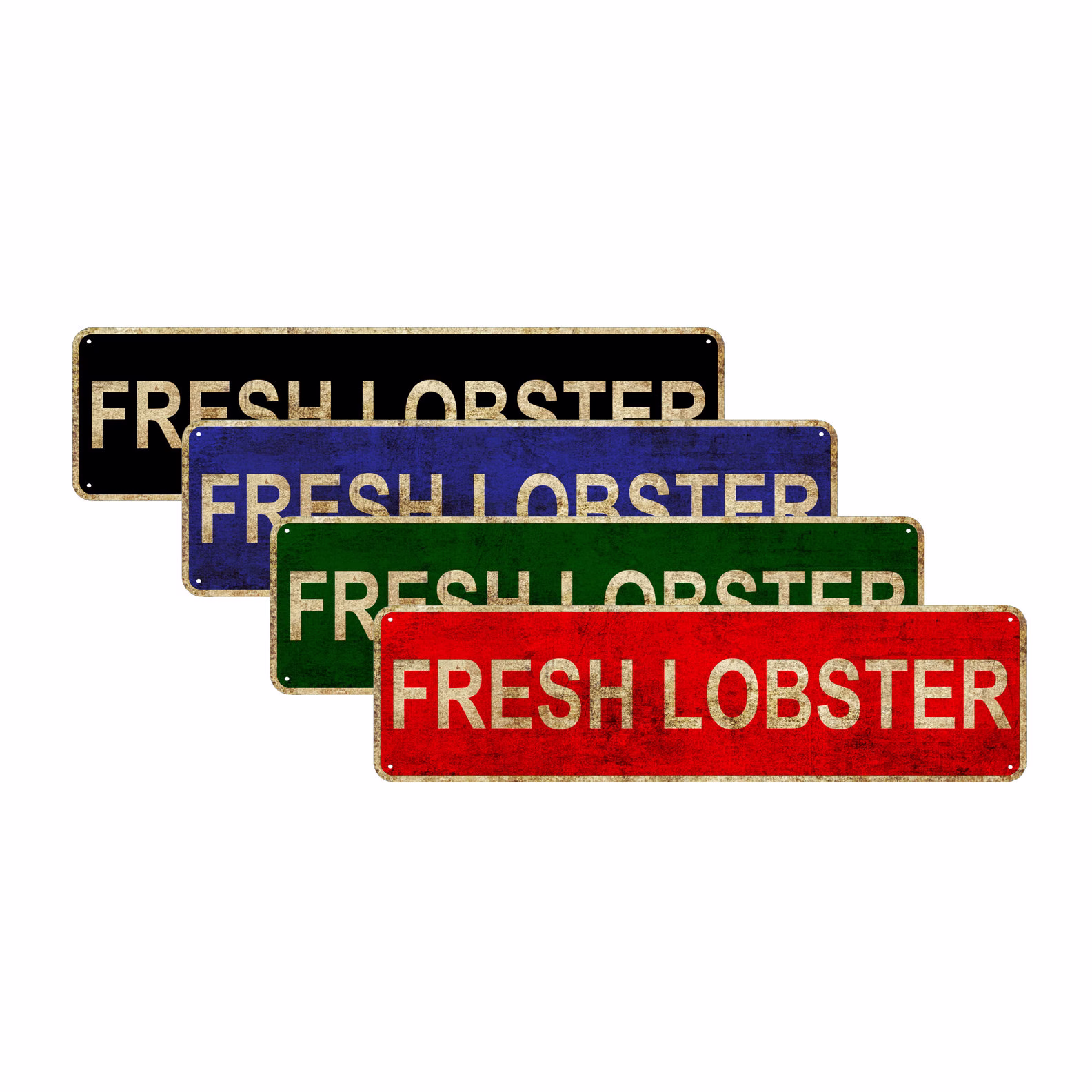 Fresh Lobster Street Sign | Retro Rustic Tin Plate Vintage For Restaurants Hotels Bars Cafes Home Wall Decor Seafood Aluminum Metal