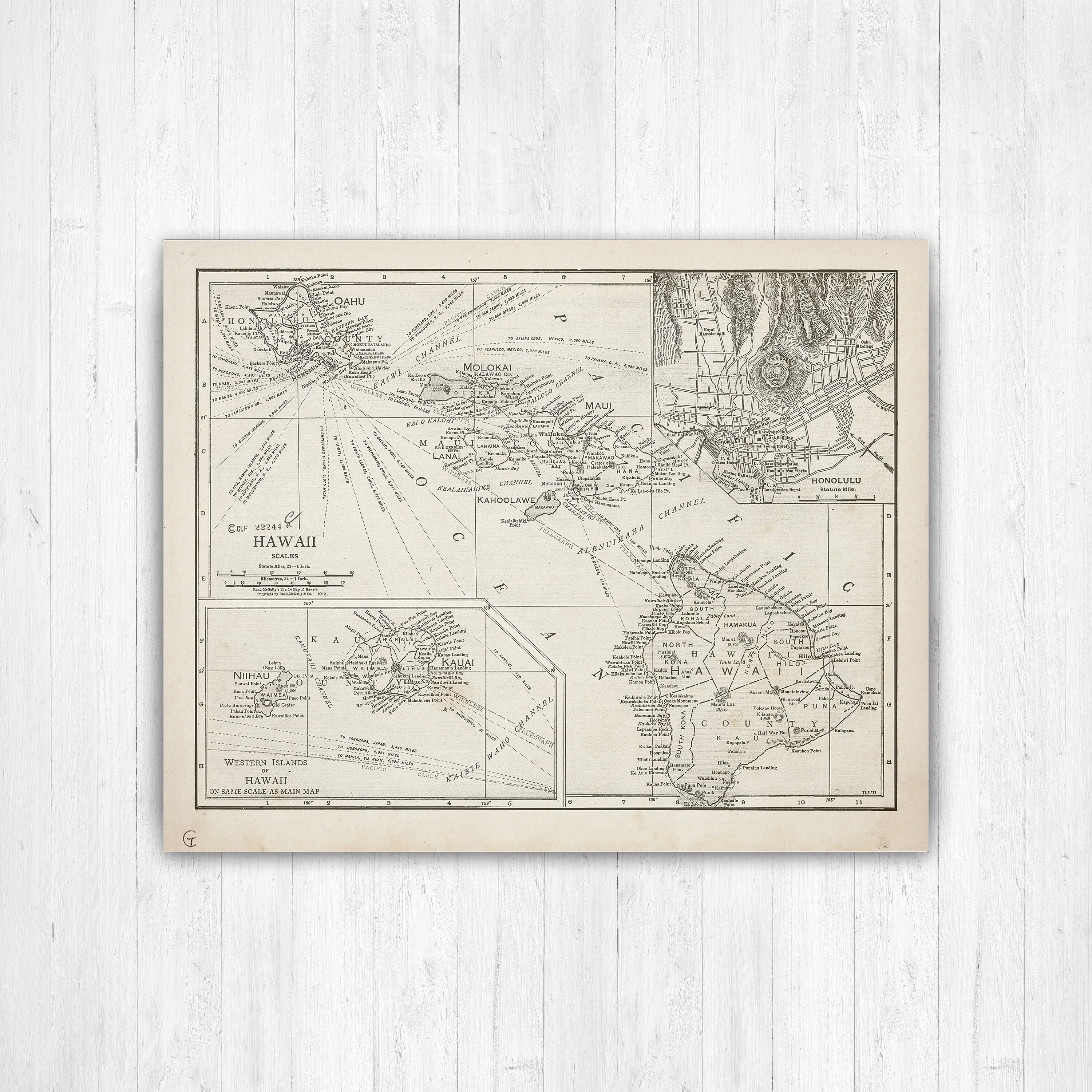 Hawaii Antique State Map Print | Canvas Art Printed Marketplace