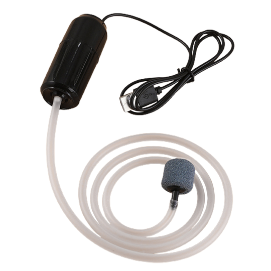 1 Set Aquarium Air Pump with Hanging Buckle USB Power Silent Fish Tank Air Compressor Aerator for Seafood Oxygenation - black