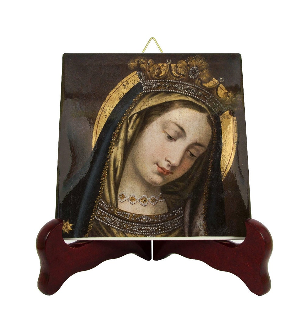 Mater Misericordiae - Mother Of Mercy Catholic Icon On Tile Virgin Mary Icons Holy Art Devotional Art Ave Maria