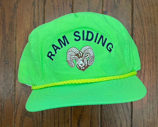 Vintage 80S 90S Neon Ram Siding Snapback Hat Baseball Cap
