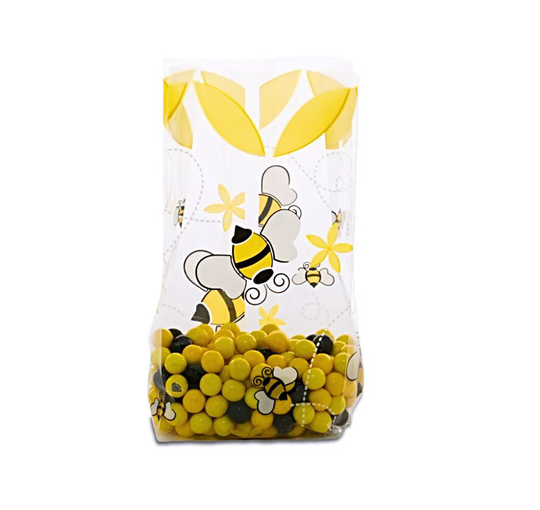 25Pcs Little Honey Cello Bags 3-1/2" X 2" 7-1/2"-Party Favors Bags-Printed Pattern Bags-Bee