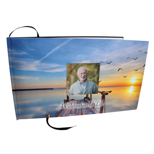 Dock Of The Bay Matching Themed "Celebration Life' Guest Book For Funeral Or Memorial Service