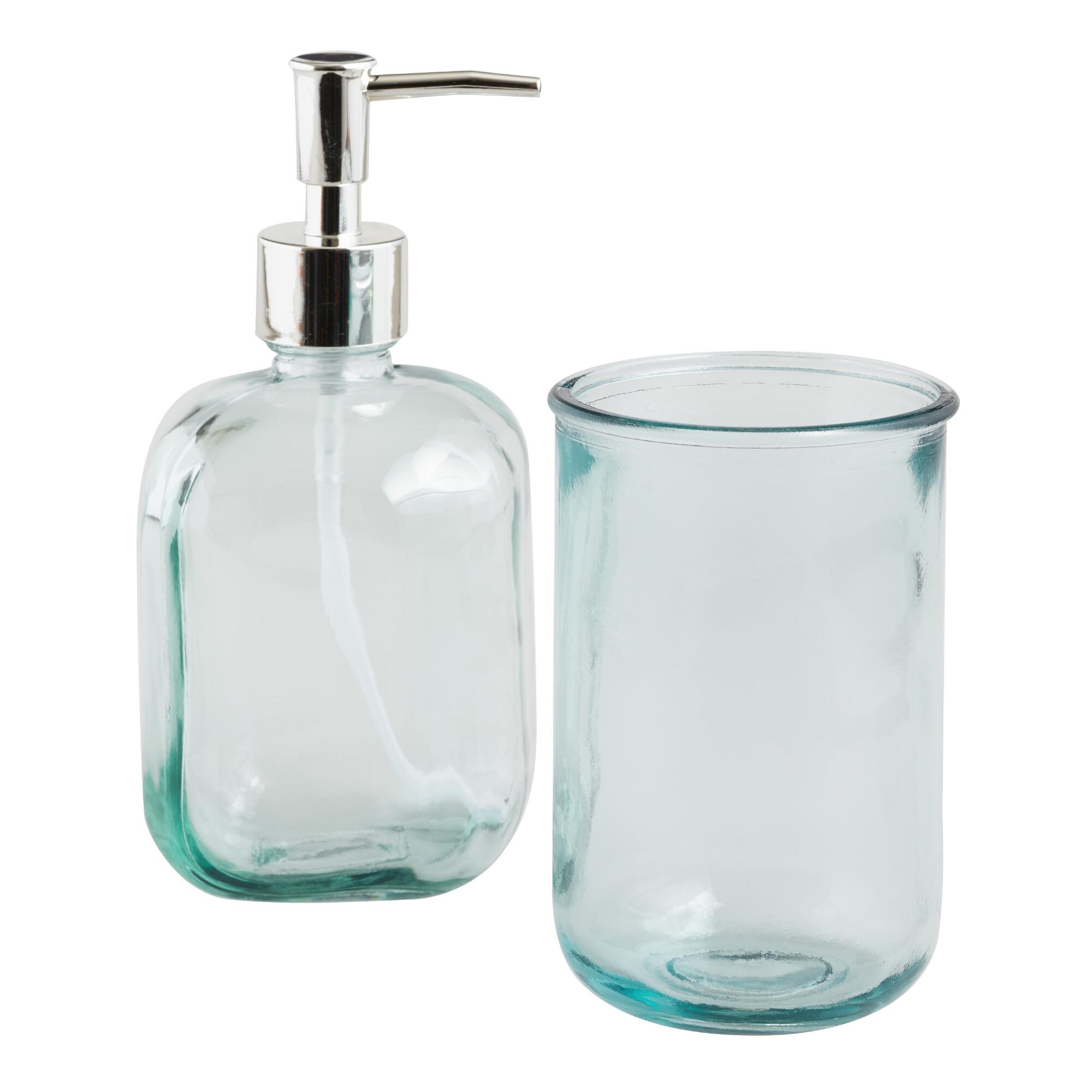Aqua Recycled Glass Bath Accessories Collection by World Market