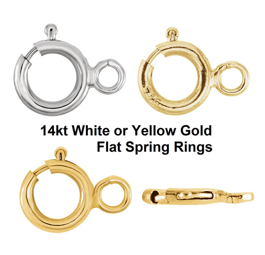 14K White/ Yellow Gold 4-5.5mm Flat Spring Ring Clasp Seamless Vertical Jump