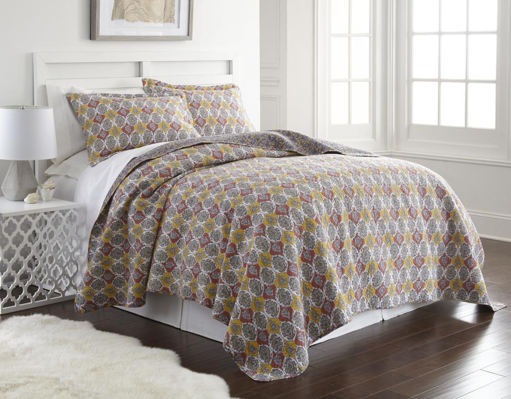 Amrapur Overseas Block print paisley Multi Multi Reversible Full/Queen Quilt (Blend with Polyester Fill) | 3CTNQLTG-PSY-FQ
