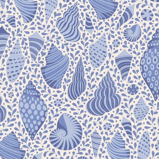 Cotton Beach Blender - Shells Blue | Sold in 1/2 Yard Increments
