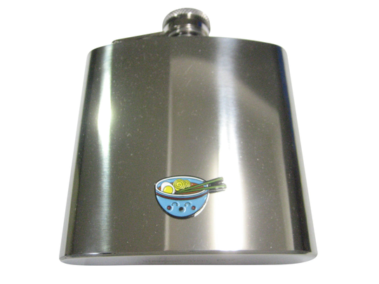 Colorful Happy Ramen Noodle Bowl 6 Oz. Stainless Steel Flask