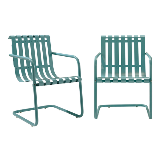 Turquoise Metal Aubrey Outdoor Patio Armchairs Set of 2 by World Market