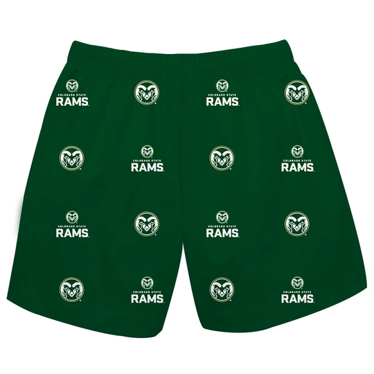 Colorado State Rams Csu Vive La Fete Boys Game Day All Over Logo Elastic Waist Classic Play Green Pull On Short