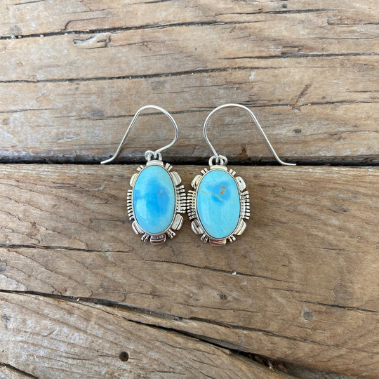 On Sale Beautiful Golden Hills Lavender Turquoise Earrings Handmade in Sterling Silver 925