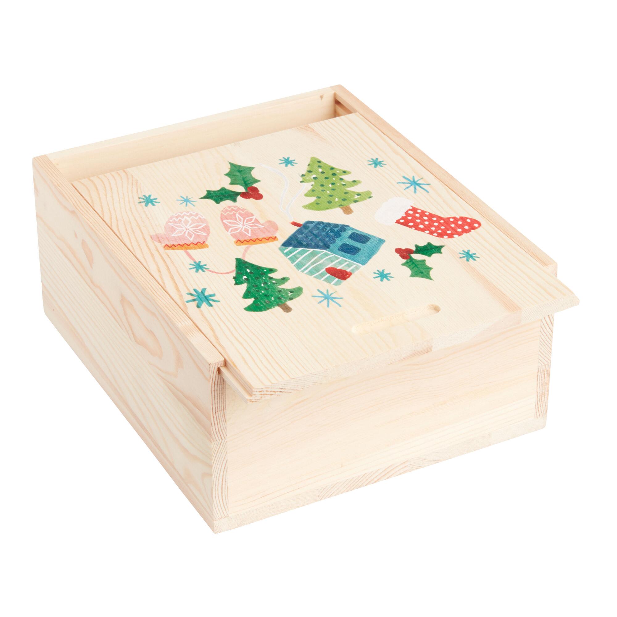 Medium Holiday Icons Wood Treat Box: Natural by World Market