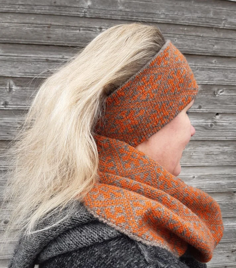 Knitted Merino Wool Infinity Scarf With Fair Isle Pattern, Nordic Scarf, Winter Accessories, Chunky Scarf, Casual Gift For Him