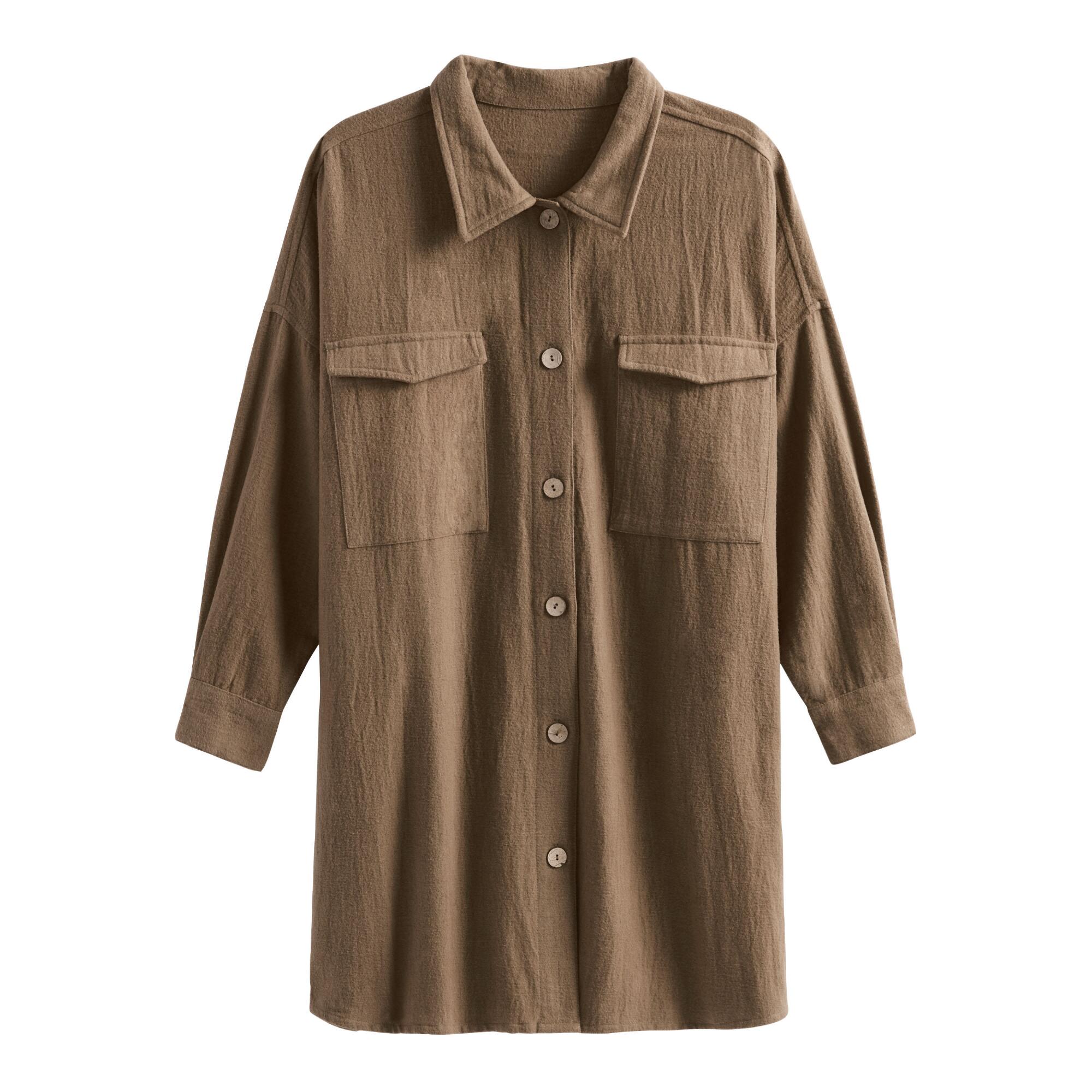 Olive Green Monica Shirt Jacket With Pockets by World Market