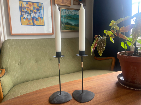 Swedish Pair Of Forge Candle Holders 1960's