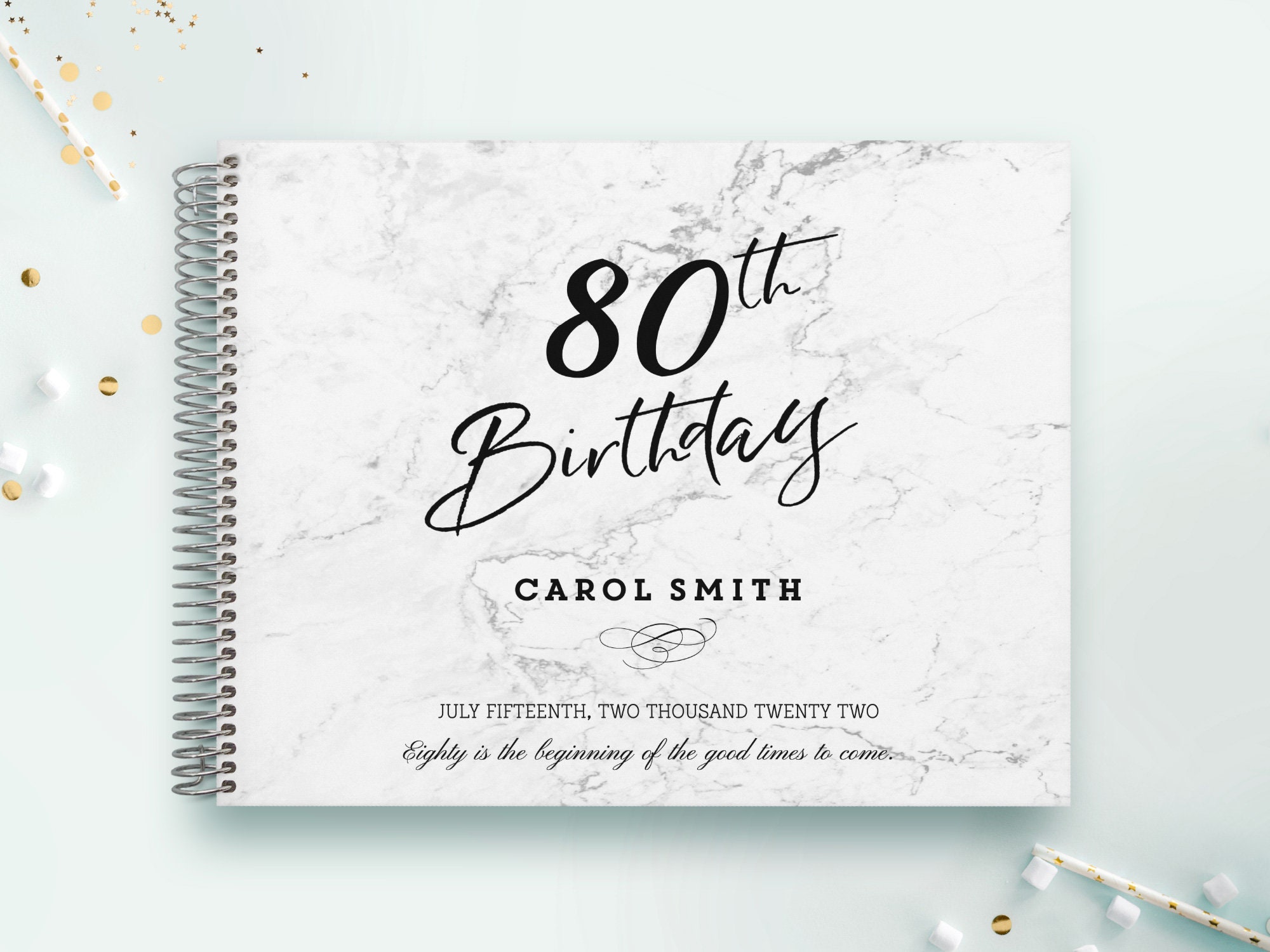 Birthday Guest Book | Guestbook Custom Guestbook Personalized Registry Elegant Marble