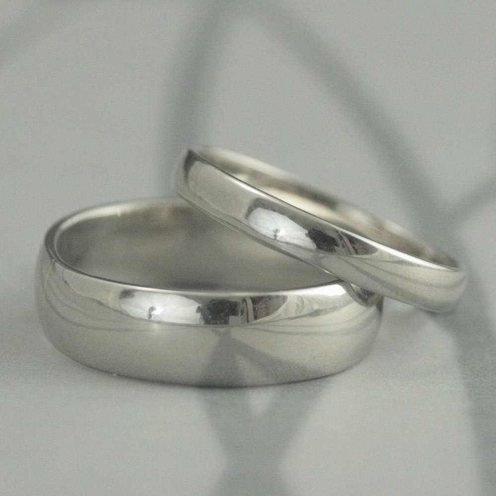 10K Gold Wedding Rings~Men's Ring~Women's Band~10K Set~10K White Rings~His & Hers Rings~Plain Jane Bands