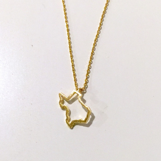 Silver Texas Necklace // Gold Outline Tiny State
