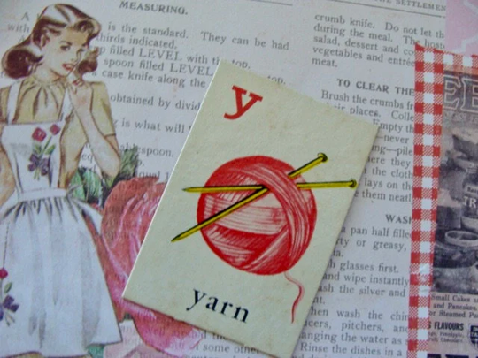 Vintage Yarn Flash Card 62 Years Old Sewing Decor Display