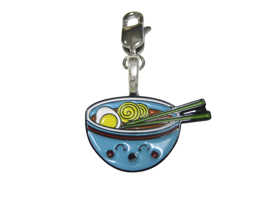 Colorful Happy Ramen Noodle Bowl Pendant Zipper Pull Charm