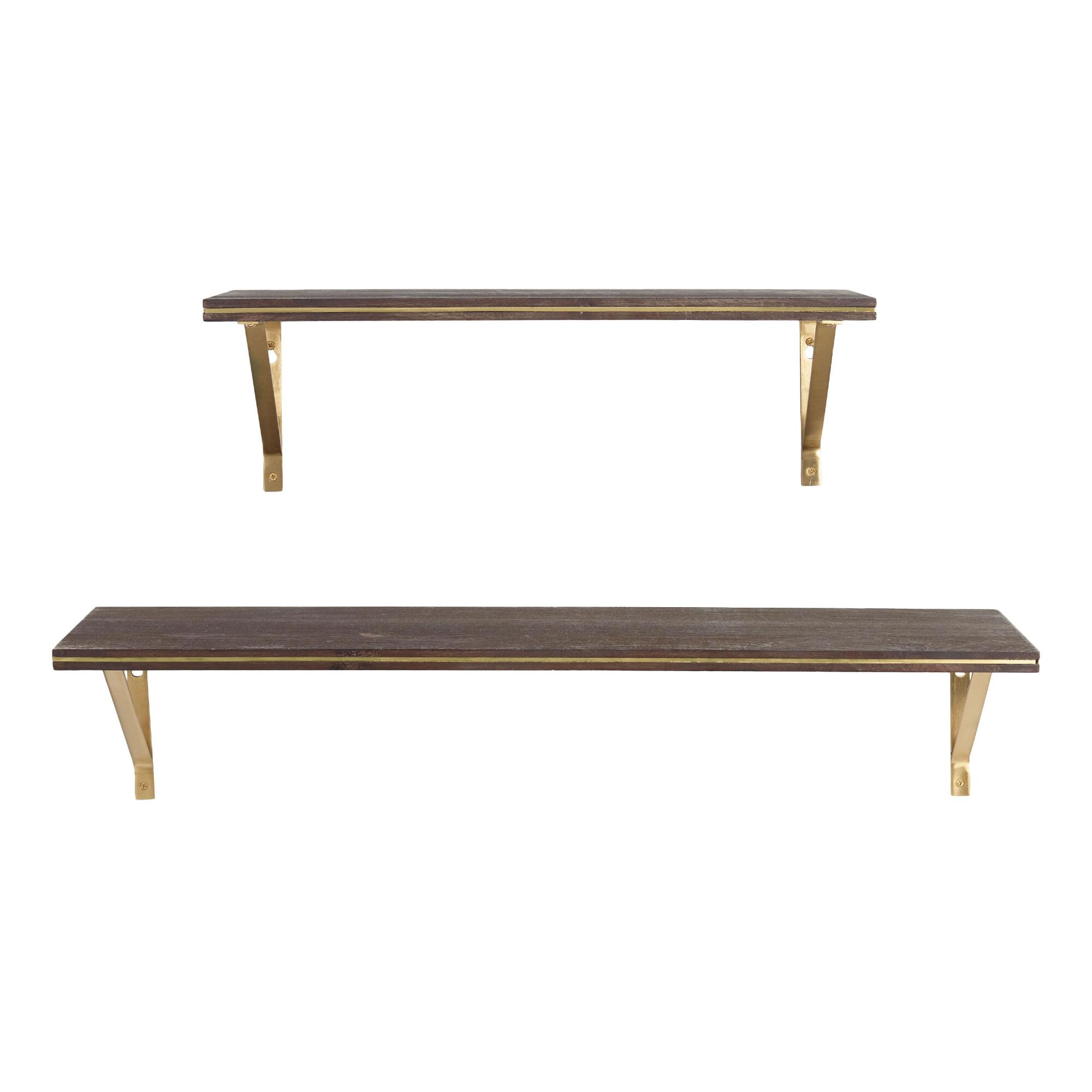 Espresso Wood and Gold Mix & Match Wall Shelf Collection by World Market