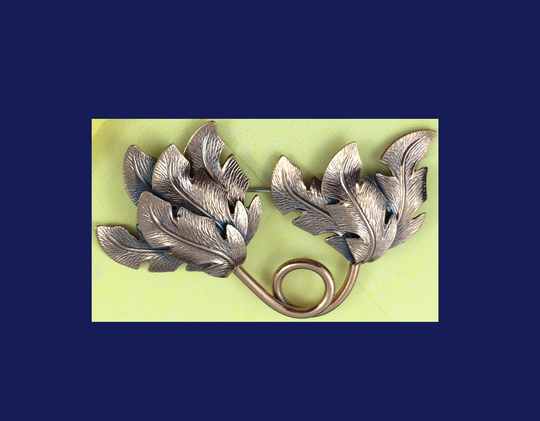 Large Vintage Bell Copper Textured Bouquets Of Leaves Brooch/Pin