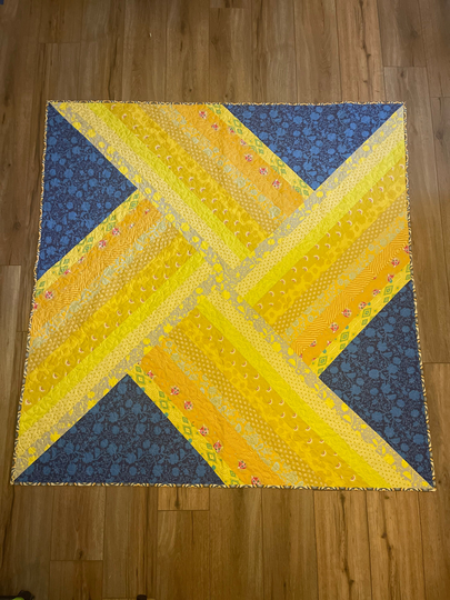 Blue & Yellow Strip Quilt