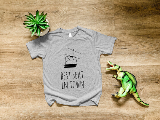 Best Seat in Town, Kids Tri-Blend T-Shirt, Boy's Tee, Comfortable Funny Gift, Shirts With Sayings, Royal Blue Or Heather Gray