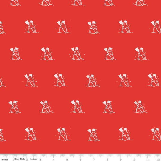 Snow Sweet Snowmen Red Bty C9664-Red Yard 1/2 1/4 J Wecker Frisch Riley Blake Designs Snowman Christmas Winter Tonal