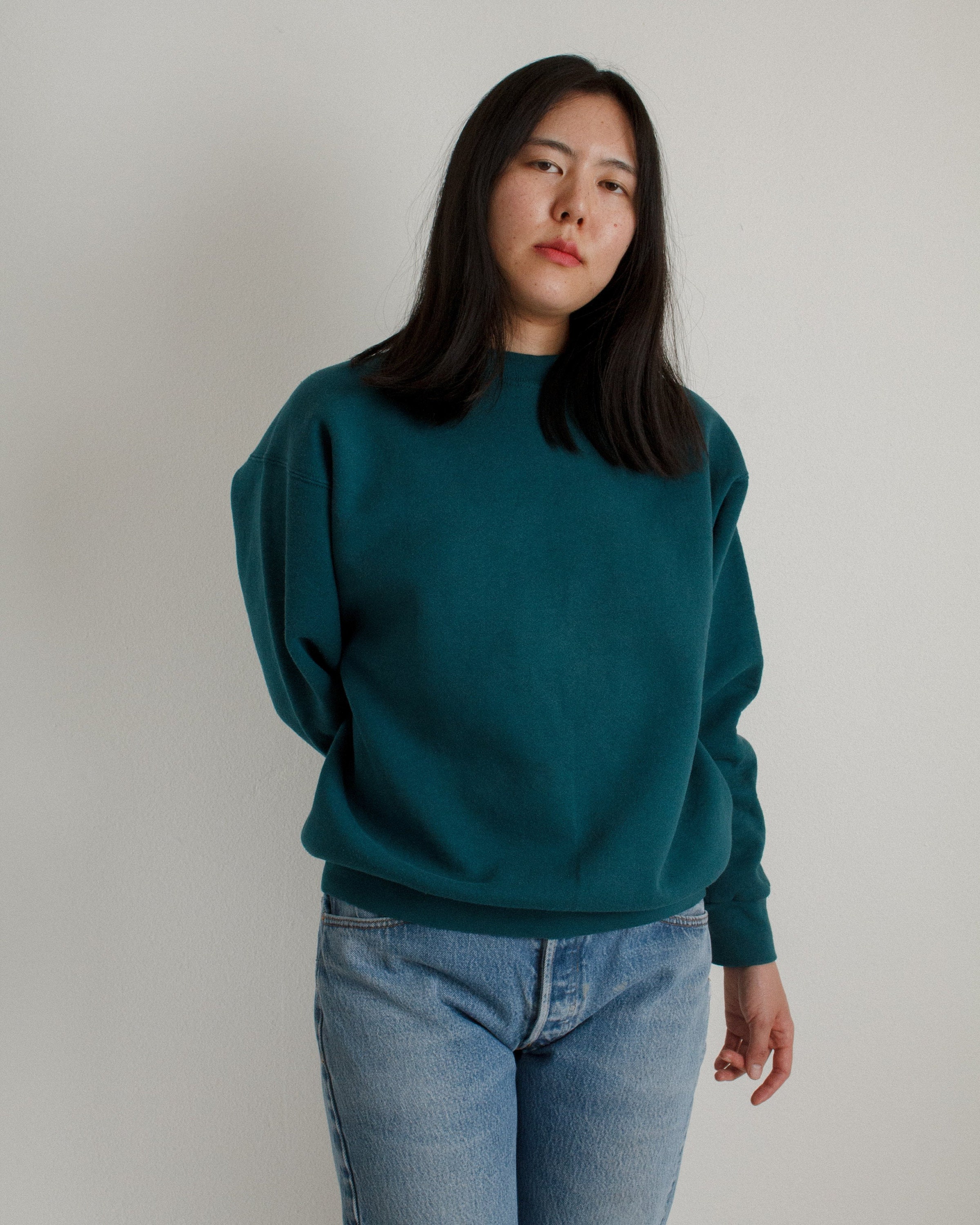 Vintage Teal Cotton Blend Sweatshirt // L | 2147
