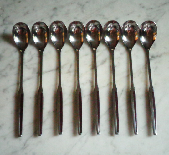 Elegance Stainless Steel Brown Faux Wood Handle 7 Inch Set Of 8 Ice Tea Spoons